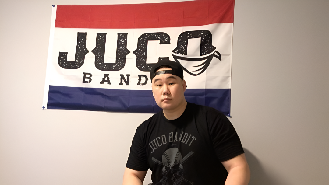Eric wearing JUCO Bandit shirt